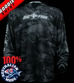 Bigfish Long Sleeve Shirts Mens|Flies>Aus CAMO DARK GREY HOODIE Long Sleeve