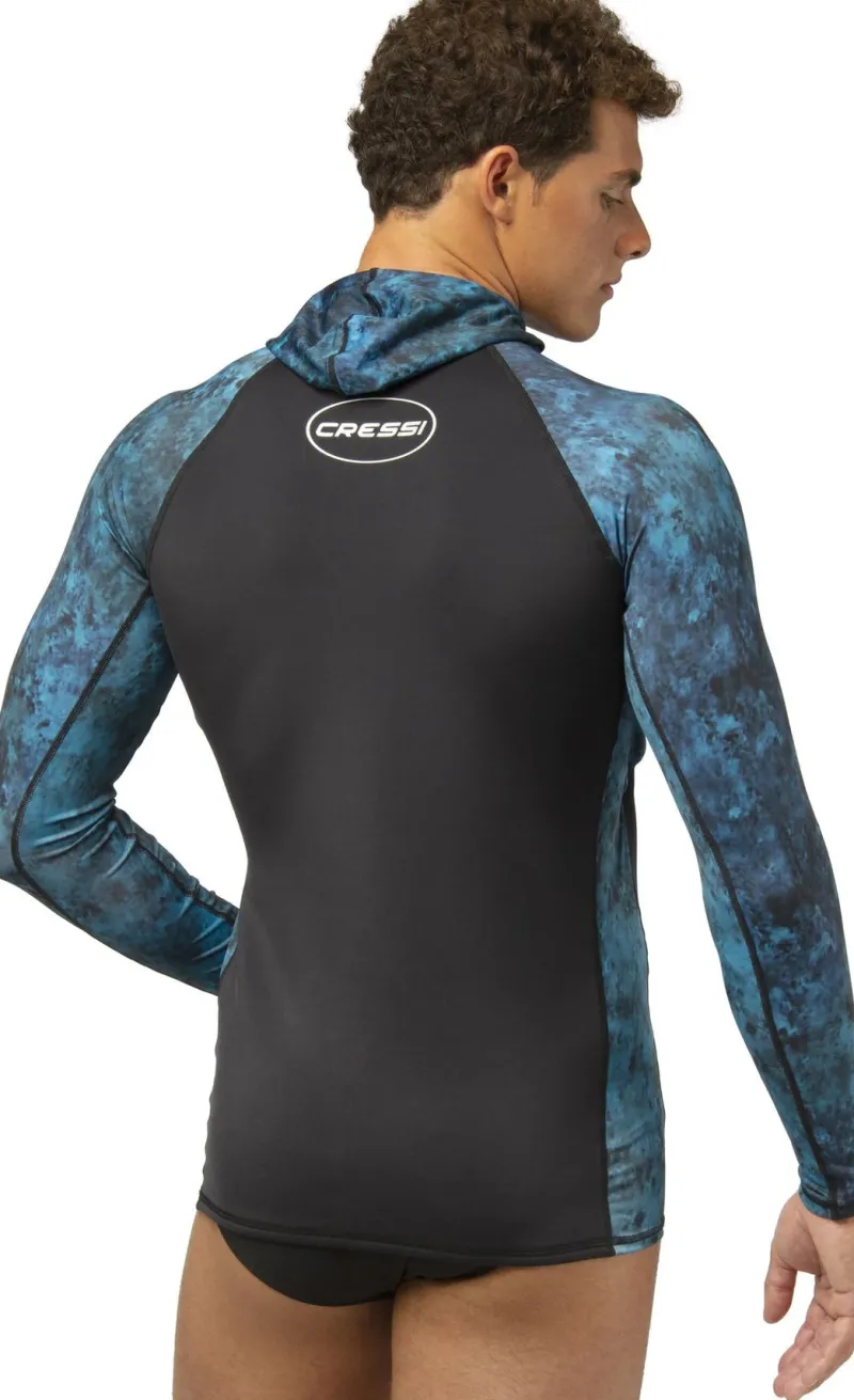 Cressi Dive Wetsuits|Flies>Cobia Hooded Top Long Sleeves 1mm Blue Camo