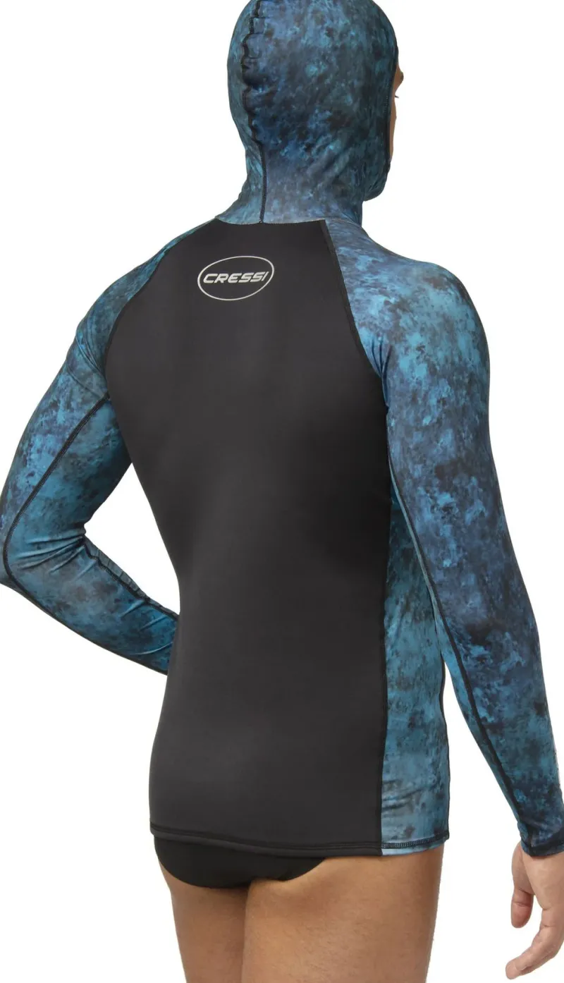 Cressi Dive Wetsuits|Flies>Cobia Hooded Top Long Sleeves 1mm Blue Camo