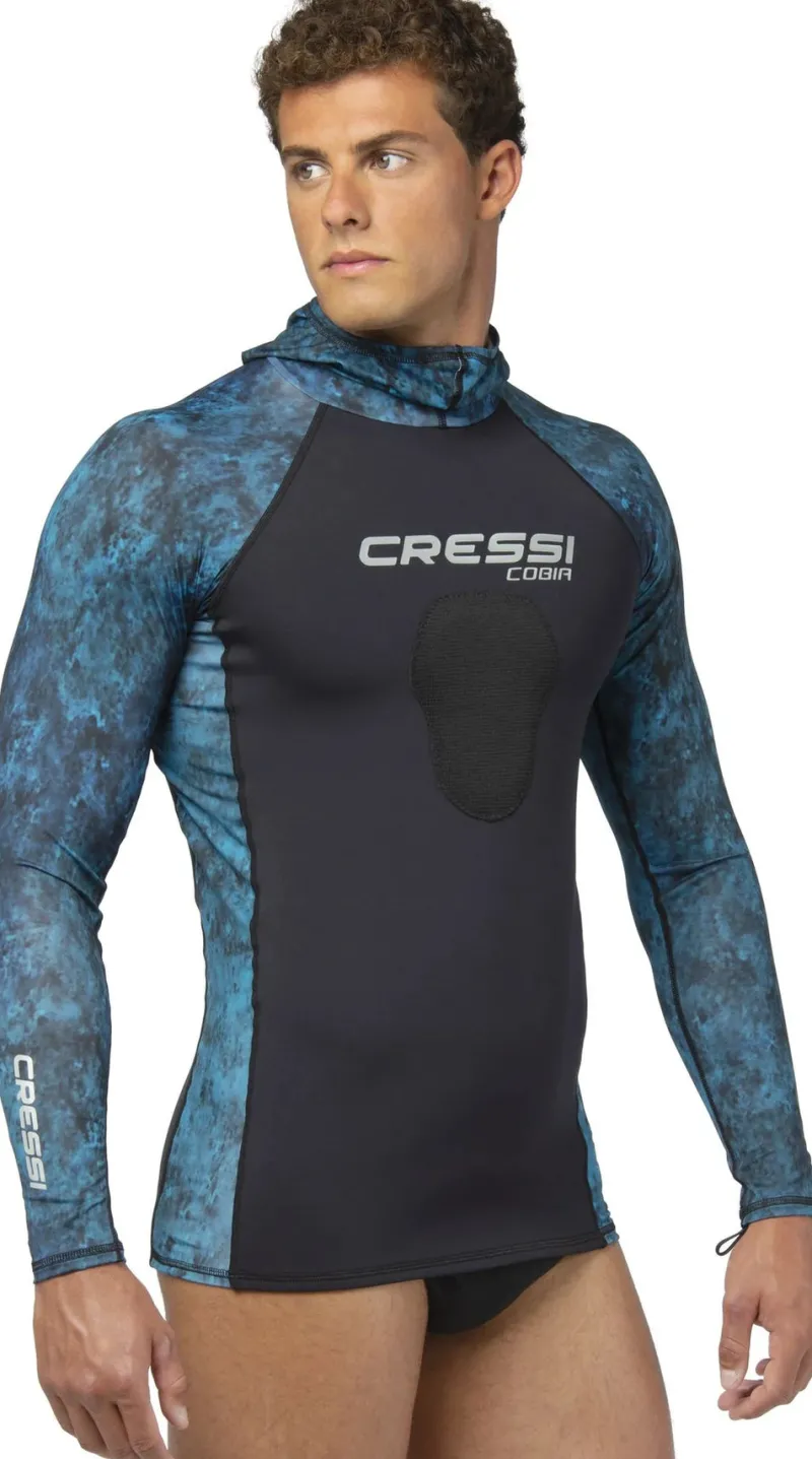 Cressi Dive Wetsuits|Flies>Cobia Hooded Top Long Sleeves 1mm Blue Camo