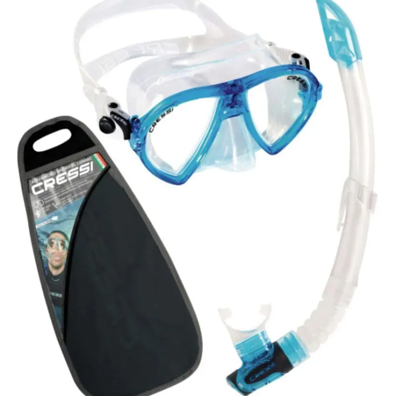 Cressi Dive Sets|Flies>Ocean and Gamma Mask/Snorkel Set Clear/Aquamarine