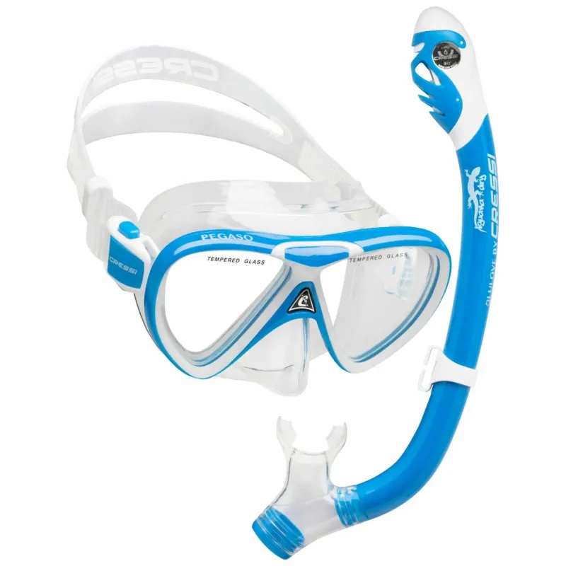 Cressi Dive Sets|Flies>Pegaso and Iguana Dry Junior Mask/Snorkel Set