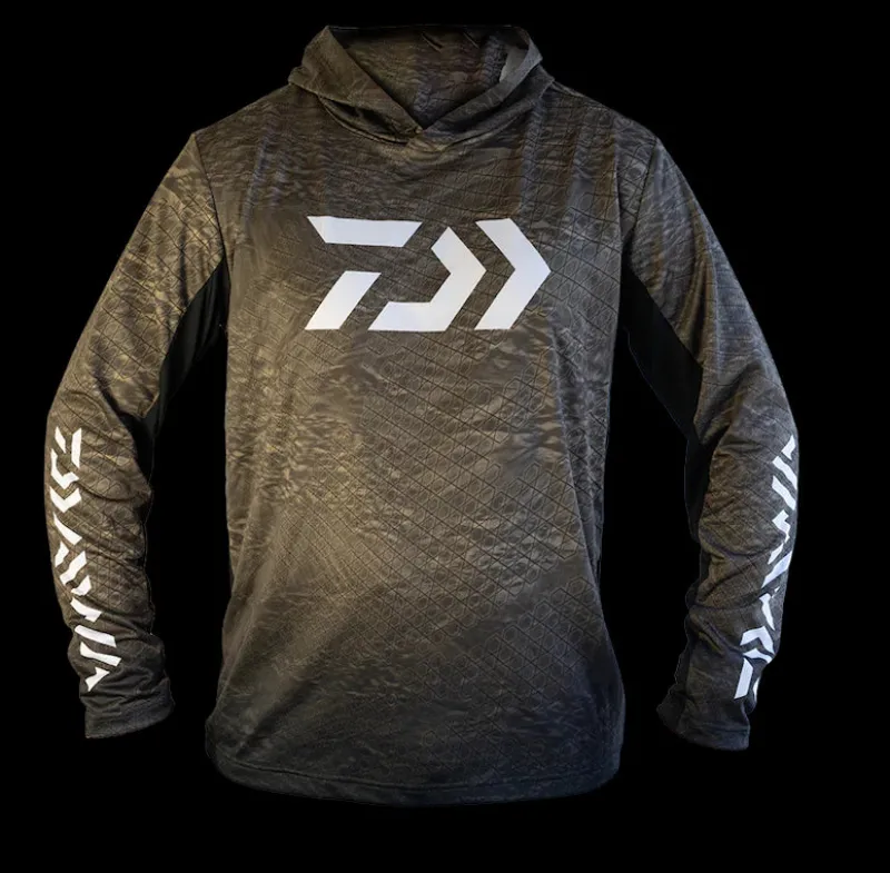 Daiwa Long Sleeve Shirts Mens|Flies>Ripple Hooded Jersey Moss