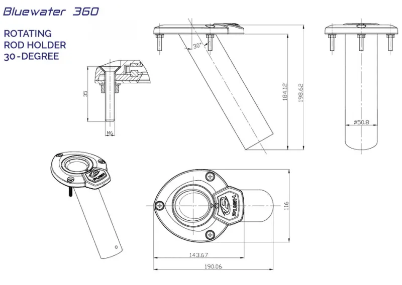 Exploding Fish Boat Rod Holders|Flies>Bluewater 360 Rod holder 30 degrees