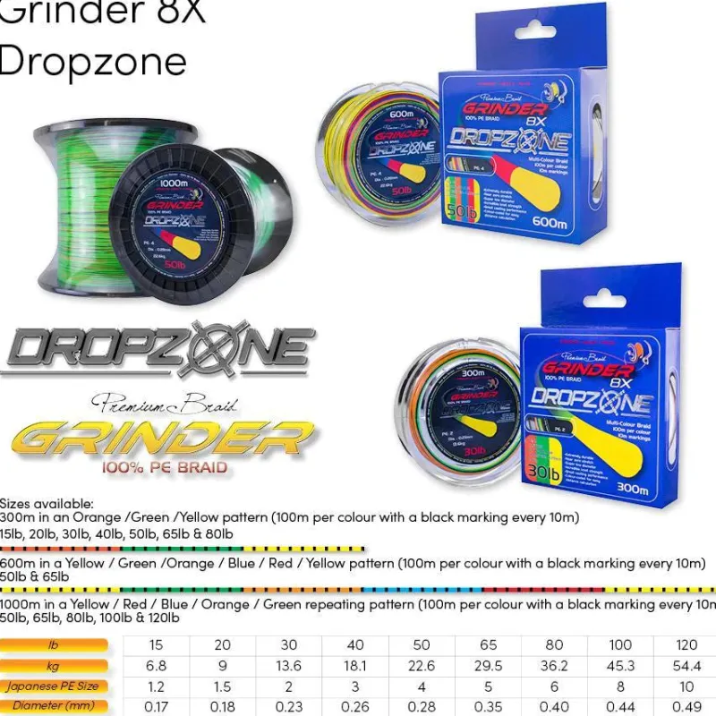 Grinder Drone Fishing|Flies>Pro Braid Drop Zone 1000m