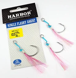 Harbor Assist Hooks|Flies>Single Flashy Assist Pink Glow