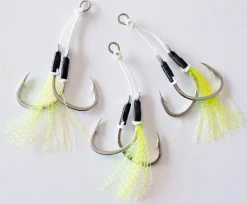 Harbor Assist Hooks|Flies>Twin Assist Chartreuse/UV 2-pack