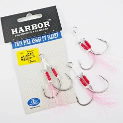 TackleWest Assist Hooks|Flies>Harbor Twin Assist Pink/UV 2-pack