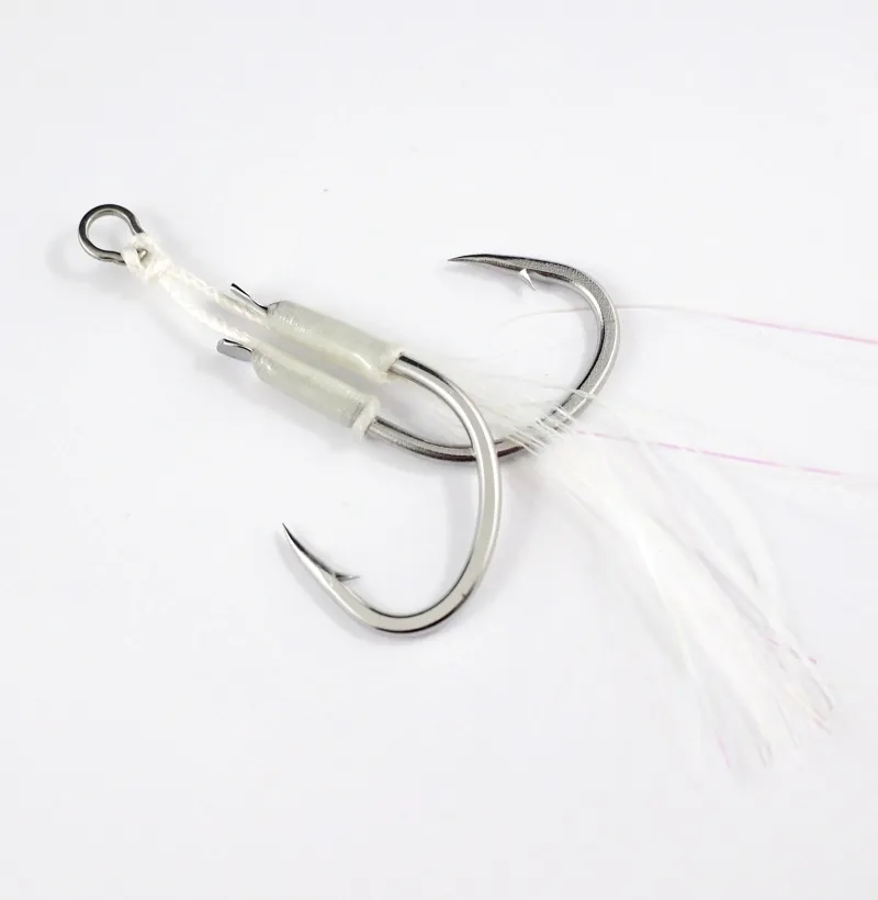 Harbor Assist Hooks|Flies>Twin Assist White Glow 2-pack