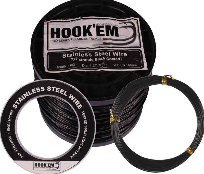 Hookem Flies|Wire Traces>Wire 49 Strand Black Coated