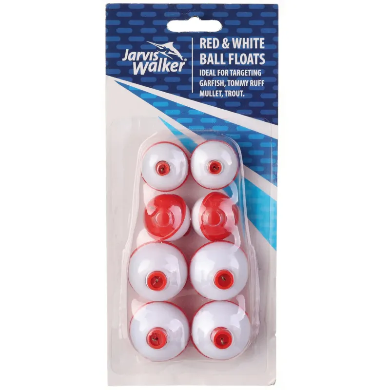 Jarvis Walker Floats/Burley Cages|Flies>Red/white Bobber Float 8pk