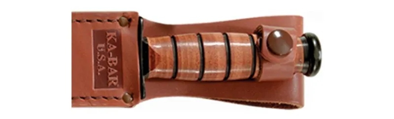 Ka-bar Hunting Knives|Flies>KB2217 Big Brother Leather Handle Knife with Brown Leather Sheath Serrated Top