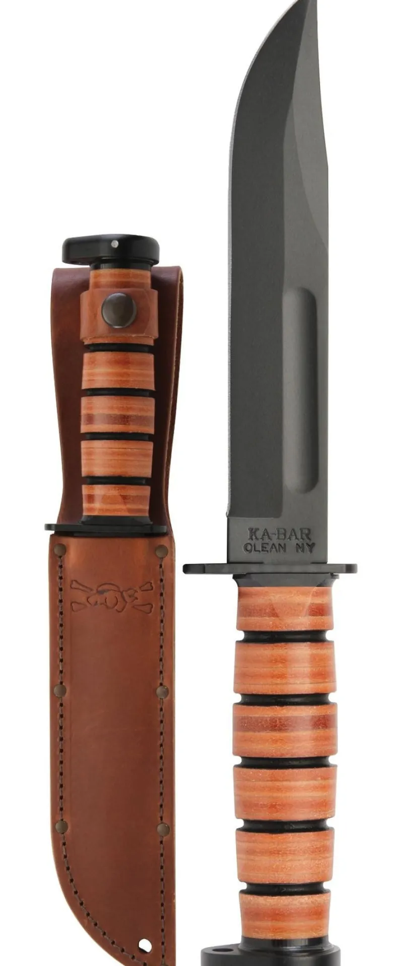 Ka-bar Hunting Knives|Flies>KB1317 Dogs Head Utility Knife with Brown Leather Sheath Straight Edge