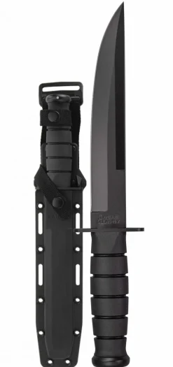 Ka-bar Hunting Knives|Flies>KB1266 Modified Tanto Knife with Black Hard Plastic Sheath Straight Edge