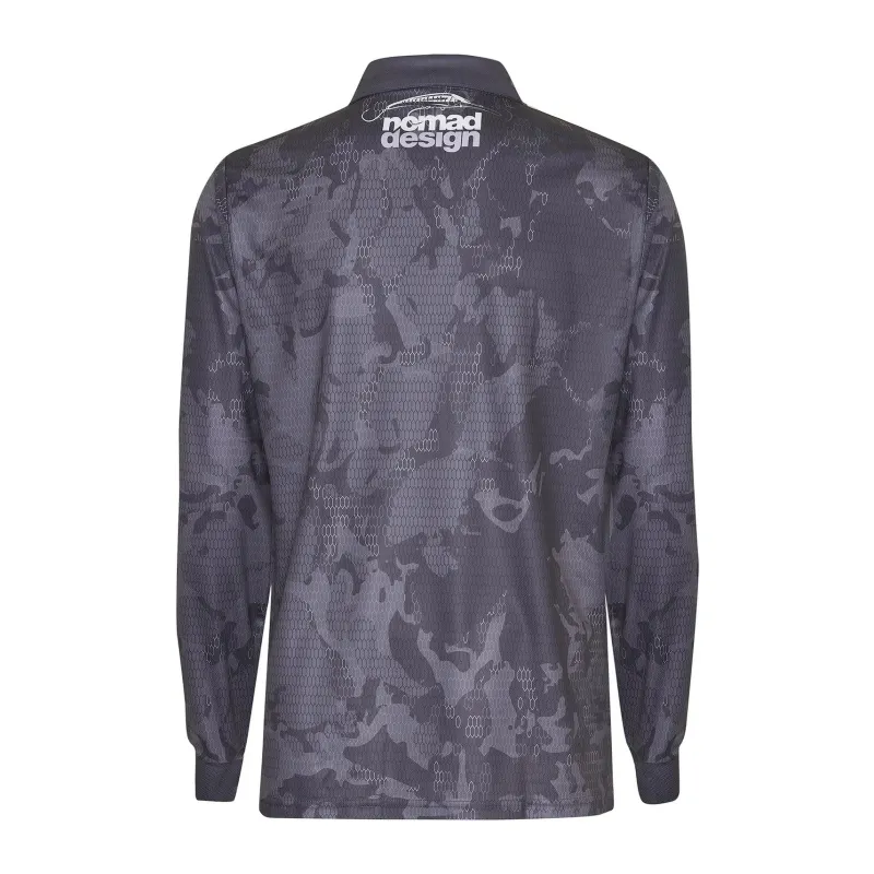 Nomad Long Sleeve Shirts Mens|Flies>Design Collared Fishing Jersey Charcoal Camo