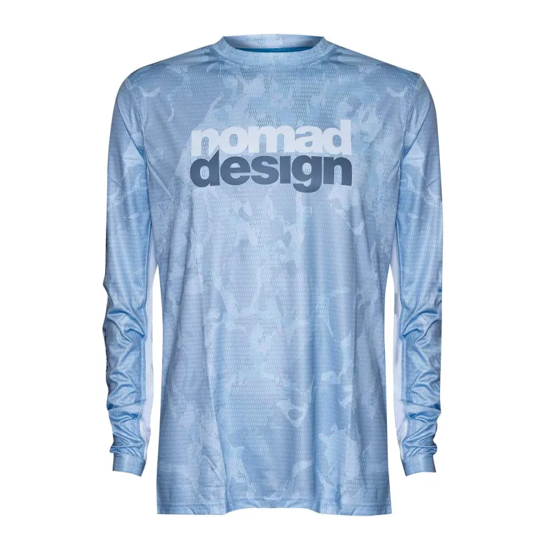 Nomad Long Sleeve Shirts Mens|Flies>Design Tech Shirt Camo Splice Blue