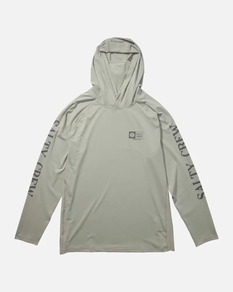 Salty Crew Long Sleeve Shirts Mens|Flies>Alpha Flag Perforated HD W/Mask Gray