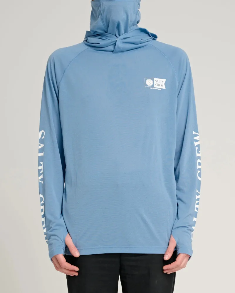 Salty Crew Long Sleeve Shirts Mens|Flies>Alpha Flag Pinnacle Mask Marine Blue
