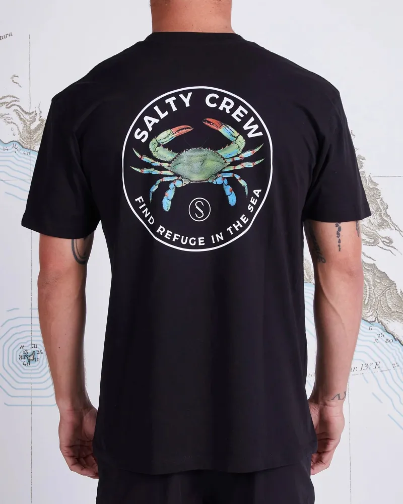 Salty Crew Short Sleeve Shirts Mens|Flies>Blue Crabber SS Tee Black