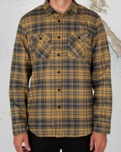 Salty Crew Long Sleeve Shirts Mens|Flies>Boatyard Flannel Tee Brown