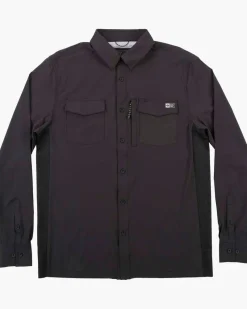 Salty Crew Long Sleeve Shirts Mens|Flies>Charter LS Tech Woven Tee Black