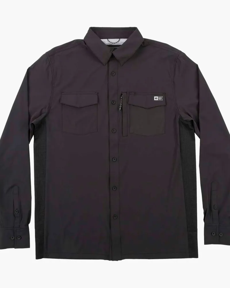 Salty Crew Long Sleeve Shirts Mens|Flies>Charter LS Tech Woven Tee Black