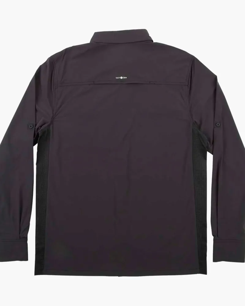 Salty Crew Long Sleeve Shirts Mens|Flies>Charter LS Tech Woven Tee Black