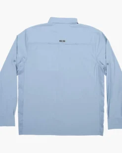 Salty Crew Long Sleeve Shirts Mens|Flies>Charter LS Tech Woven Tee Marine Blue