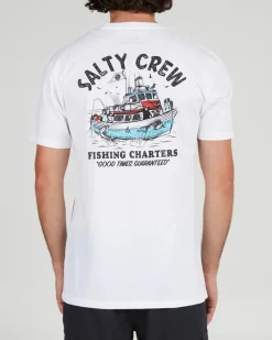 Salty Crew Short Sleeve Shirts Mens|Flies>Fishing Charter Prem SS White