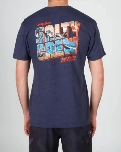Salty Crew Short Sleeve Shirts Mens|Flies>Greetings Premium SS Tee Navy Heather