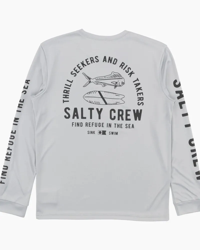 Salty Crew Long Sleeve Shirts Mens|Flies>Lateral Line Sunshirt Boys Silver