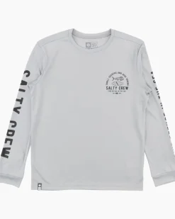 Salty Crew Long Sleeve Shirts Mens|Flies>Lateral Line Sunshirt Boys Silver
