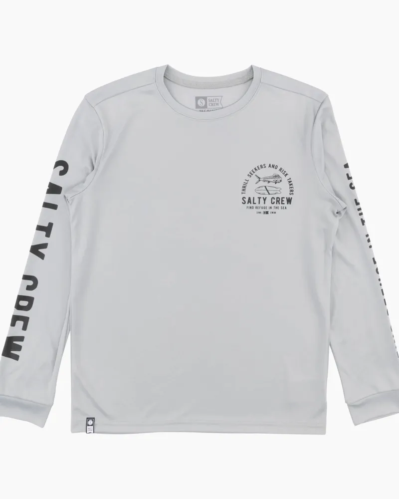 Salty Crew Long Sleeve Shirts Mens|Flies>Lateral Line Sunshirt Boys Silver