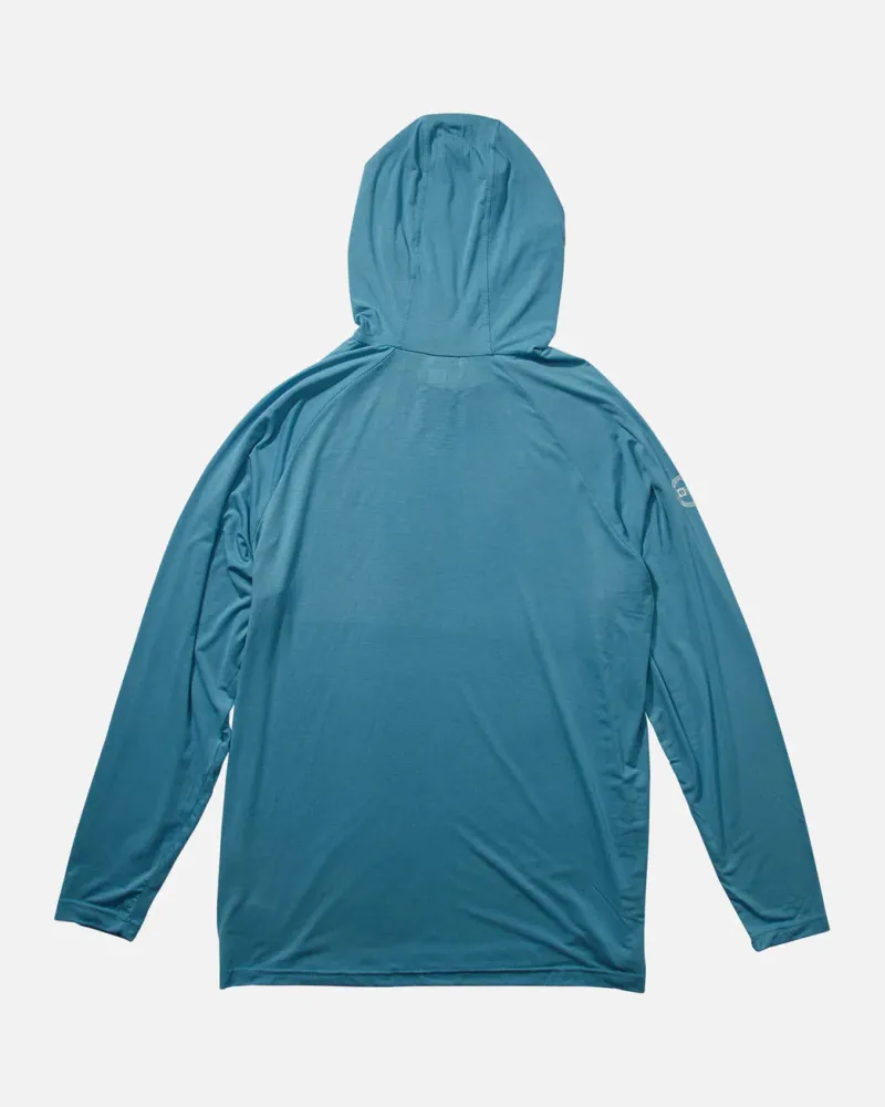 Salty Crew Long Sleeve Shirts Mens|Flies>Mariner Hood Tech Tee Azul Blue