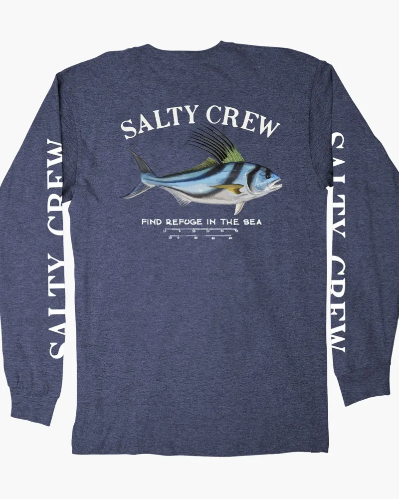 Salty Crew Long Sleeve Shirts Mens|Flies>Rooster Premium LS Tee Navy Heather