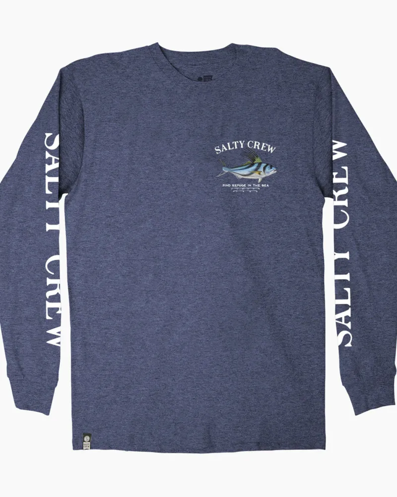 Salty Crew Long Sleeve Shirts Mens|Flies>Rooster Premium LS Tee Navy Heather