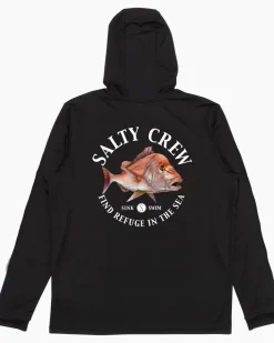 Salty Crew Long Sleeve Shirts Mens|Flies>Snap Attack Hooded Sunshirt Black