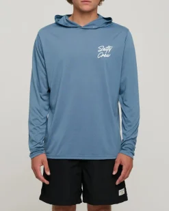 Salty Crew Long Sleeve Shirts Mens|Flies>Snapper Hood Sunshirt Dark Slate
