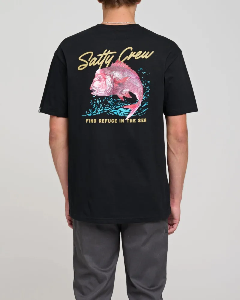 Salty Crew Short Sleeve Shirts Mens|Flies>Snapper Premium SS Tee Black