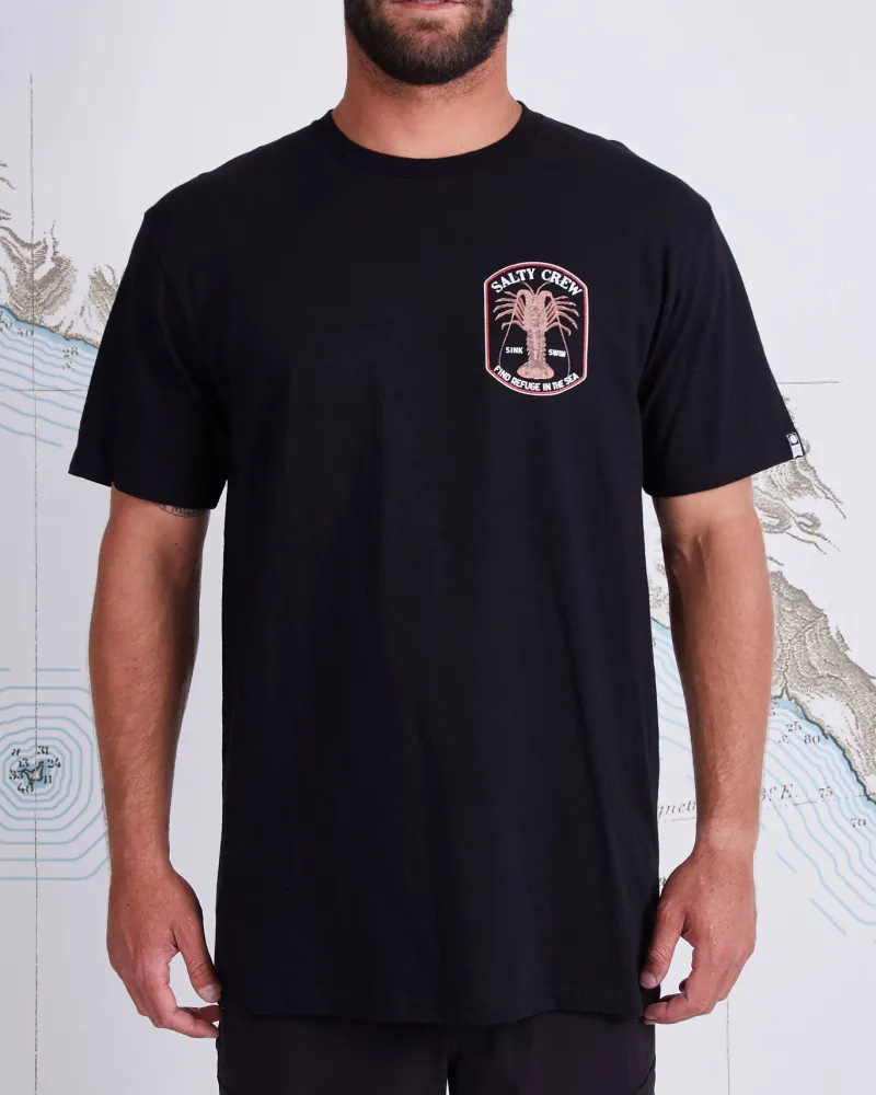 Salty Crew Short Sleeve Shirts Mens|Flies>Spiny Standard SS Tee Black