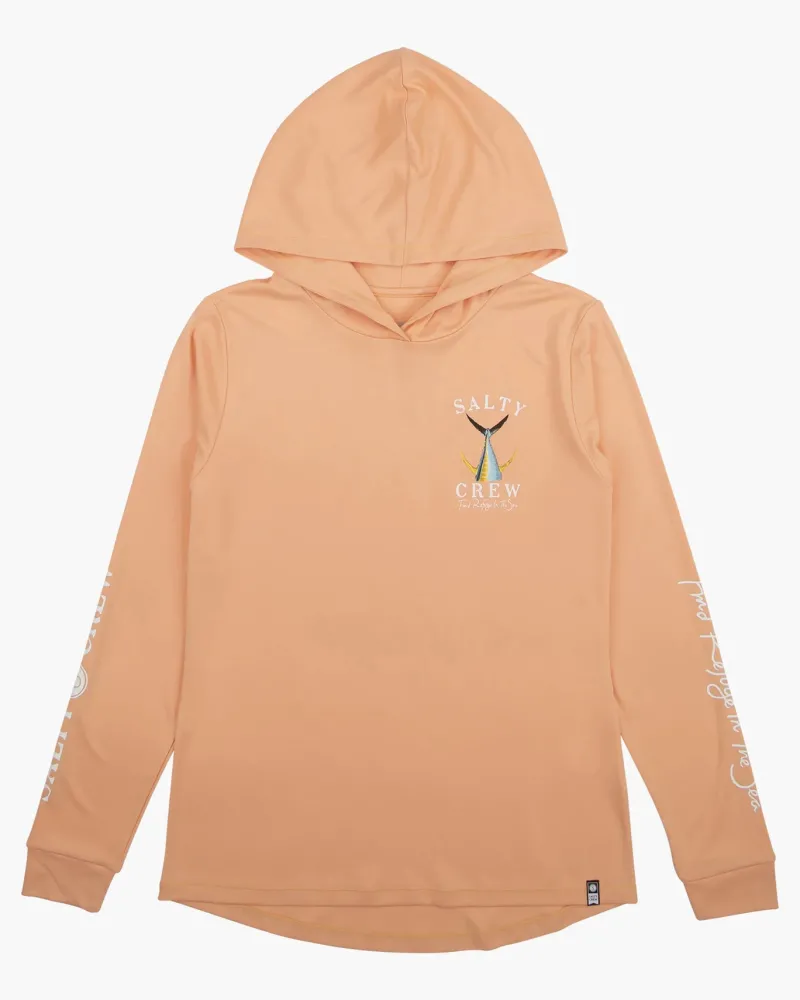 Women Salty Crew Long Sleeve Shirts Womens|Long Sleeve Shirts Mens>Tailed Hooded Sunshirt Wmns Apricot