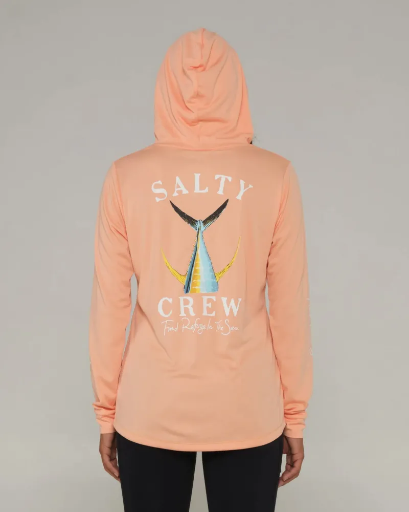 Women Salty Crew Long Sleeve Shirts Womens|Long Sleeve Shirts Mens>Tailed Hooded Sunshirt Wmns Apricot