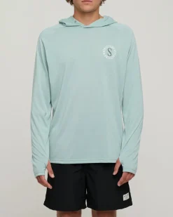 Salty Crew Long Sleeve Shirts Mens|Flies>Tentacles Hood Sunshirt Mackerel