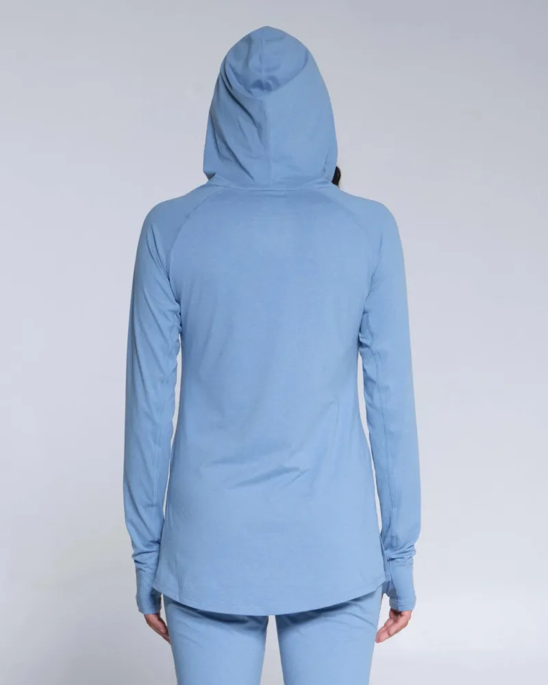 Women Salty Crew Long Sleeve Shirts Womens|Long Sleeve Shirts Mens>Thrill Seekers Hooded Sunshirt Wmns Marine Blue