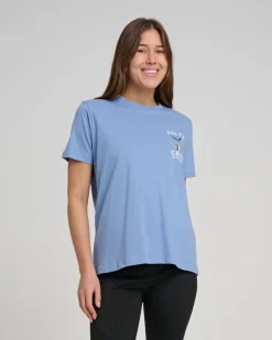 Women Salty Crew Short Sleeve Shirts Womens|Flies>Womens Tailed Boyfriend Tee Blue Dusk