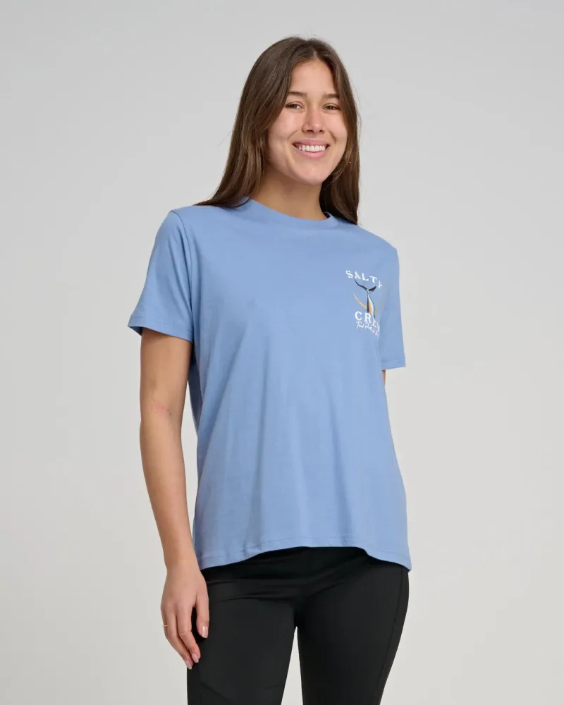Women Salty Crew Short Sleeve Shirts Womens|Flies>Womens Tailed Boyfriend Tee Blue Dusk