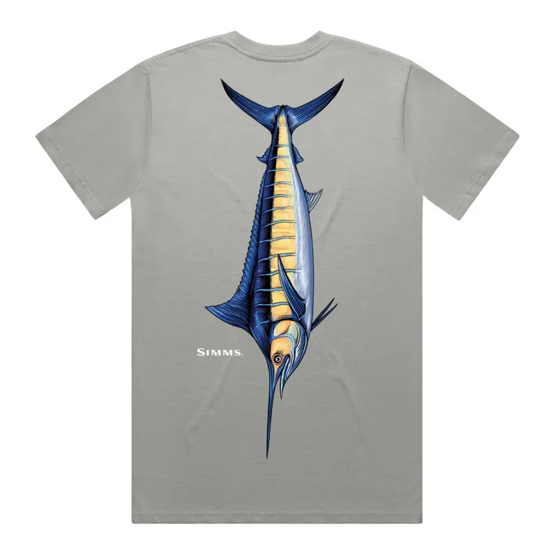 Simms Short Sleeve Shirts Mens|Flies>Artist Tee Blue Marlin Fish it Well