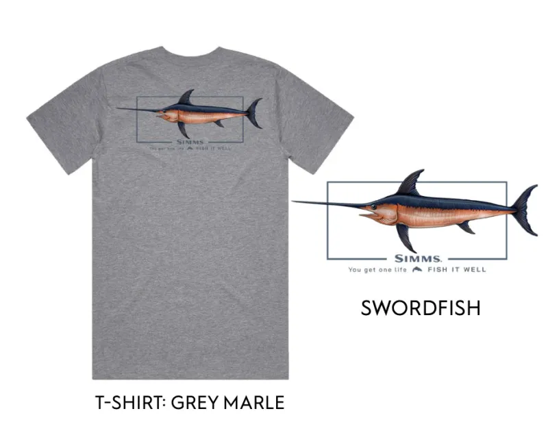 Simms Short Sleeve Shirts Mens|Flies>Artist Tee Swordfish Fish it Well