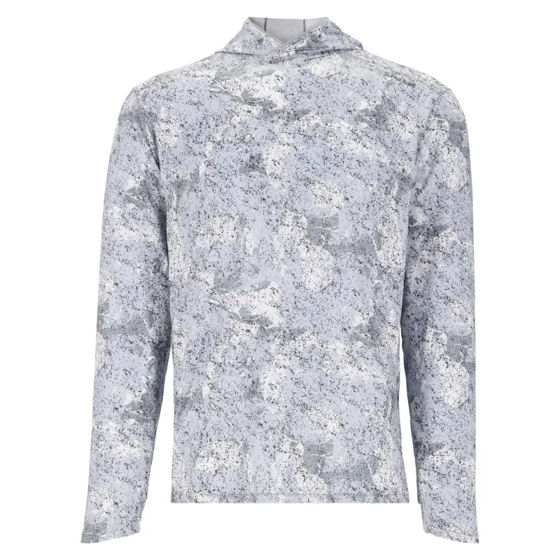 Simms Long Sleeve Shirts Mens|Flies>Solarflex Hooded Sunshirt Back Eddy White