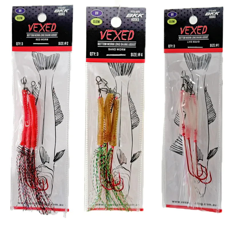 Vexed Assist Hooks|Flies>Bottom Worm Long Shank Assist 3-pack
